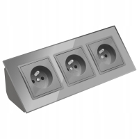 GNIAZDO POTRÓJNE SZKLANE MEBLOWE NAROŻNE BLATOWE BIURKOWE SZARE LISTWA