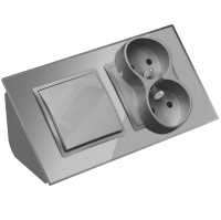 GNIAZDO PODWÓJNE SZKLANE MEBLOWE NAROŻNE Z WYŁĄCZNIKIEM BIURKOWE SZARE