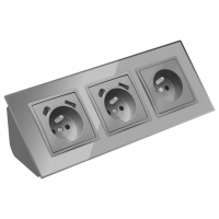 GNIAZDO POTRÓJNE SZKLANE MEBLOWE NAROŻNE USB TYP C BIURKOWE SZARE LISTWA