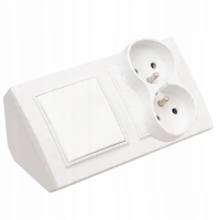 GNIAZDO PODWÓJNE MEBLOWE NAROŻNE KUCHENNE BLATOWE Z WYŁĄCZNIKIEM BIAŁE