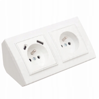 GNIAZDO PODWÓJNE MEBLOWE NAROŻNE BIURKOWE KUCHENNE BLATOWE USB TYP C BIAŁE