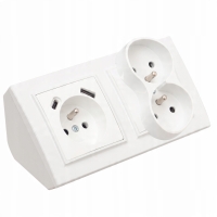 GNIAZDO POTRÓJNE MEBLOWE NAROŻNE BIURKOWE KUCHENNE BLATOWE USB TYP C BIAŁE