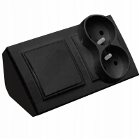 GNIAZDO PODWÓJNE MEBLOWE NAROŻNE KUCHENNE Z WYŁĄCZNIKIEM CZARNE MATOWE