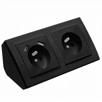 GNIAZDO PODWÓJNE MEBLOWE NAROŻNE BIURKOWE KUCHENNE 2XUSB CZARNE MATOWE