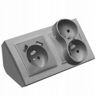 GNIAZDO POTRÓJNE MEBLOWE NAROŻNE BIURKOWE KUCHENNE BLATOWE 2XUSB SZARE