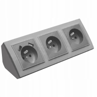 GNIAZDO POTRÓJNE MEBLOWE NAROŻNE KUCHENNE USBX2 BIURKOWE SZARE LISTWA