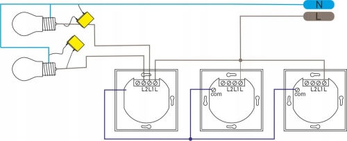 Dotykowy Szklany Włącznik Światła 2x Led Schodowy Krzyżowy Led Czarny WiFi_002.webp