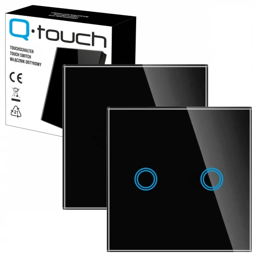 Dotykowy Szklany Włącznik Światła 2x Led Schodowy Krzyżowy Led Czarny WiFi_006.webp