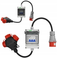 ADAPTER SIŁOWY PRZEJŚCIÓWKA WTYK 16A 5P 3 GNIAZDA 16A 230V BEZPIECZNIK C16A