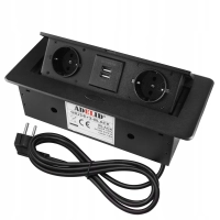 GNIAZDO CHOWANE W BLAT NABLATOWE BLATOWE SCHUKO + 2 USB GNIAZDKO METALOWE