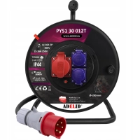 PRZEDŁUŻACZ SIŁOWY NA BĘBNIE 5X1.5 30M BĘBNOWY BUDOWLANY SIŁA 16A 400V IP44