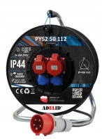 PRZEDŁUŻACZ SIŁOWY BĘBNOWY NA BĘBNIE BUDOWLANY 5X2.5 50M SIŁA 32A 16A 400V