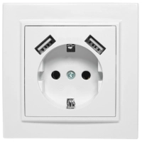 QUADRA GNIAZDKO SCHUKO PODTYNKOWE 2X USB 230V 2.1A KOMPLETNE Z RAMKĄ